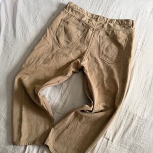 Zara Textured Khaki Straight Leg Pants men’s size 34 Artwork Design Flat Front